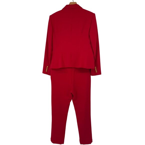A.L.C. Womens Red Suit crest buttons Blazer jacket slit Pants Size 12 - Picture 12 of 15